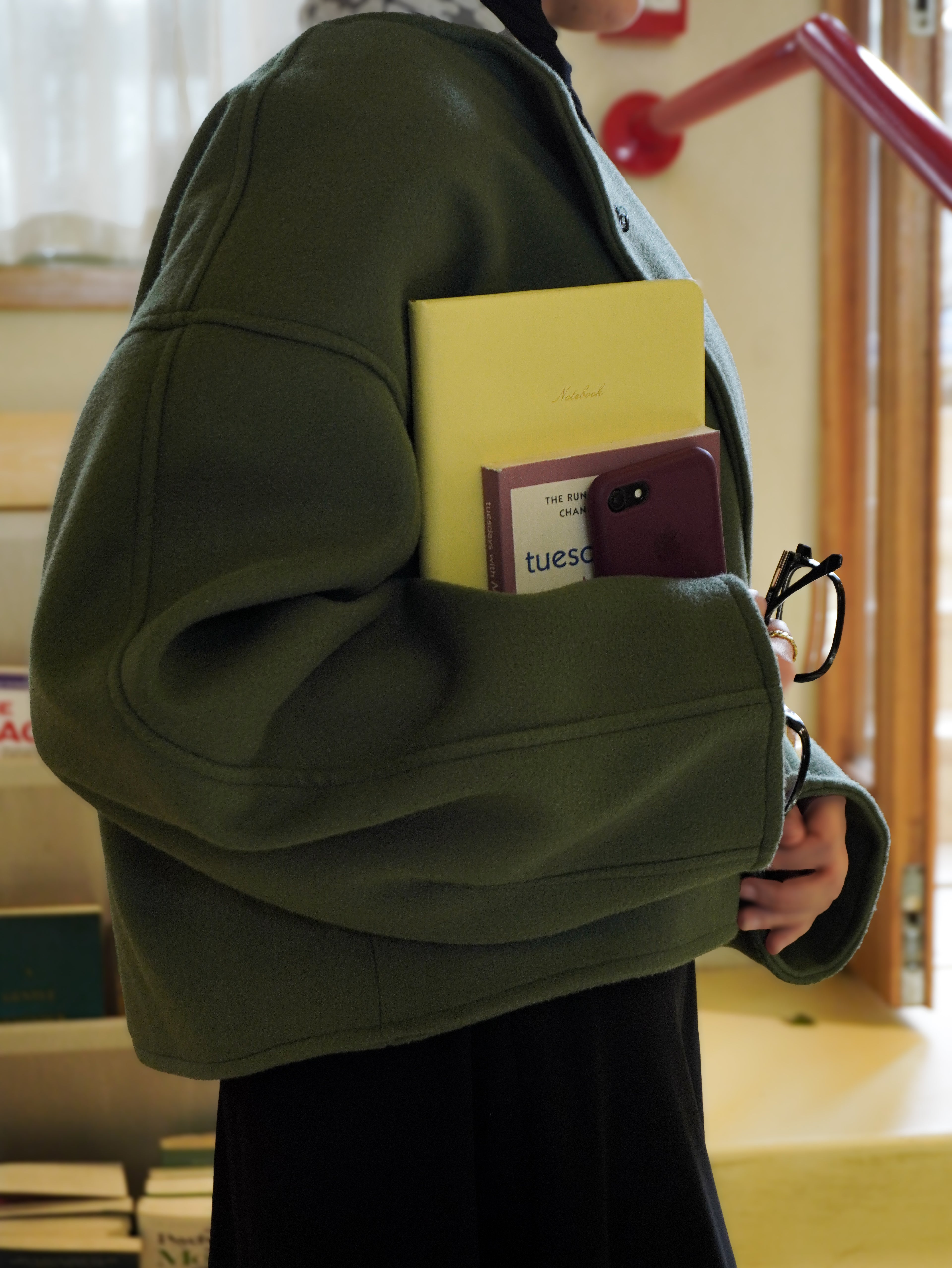 Olive green cropped jacket