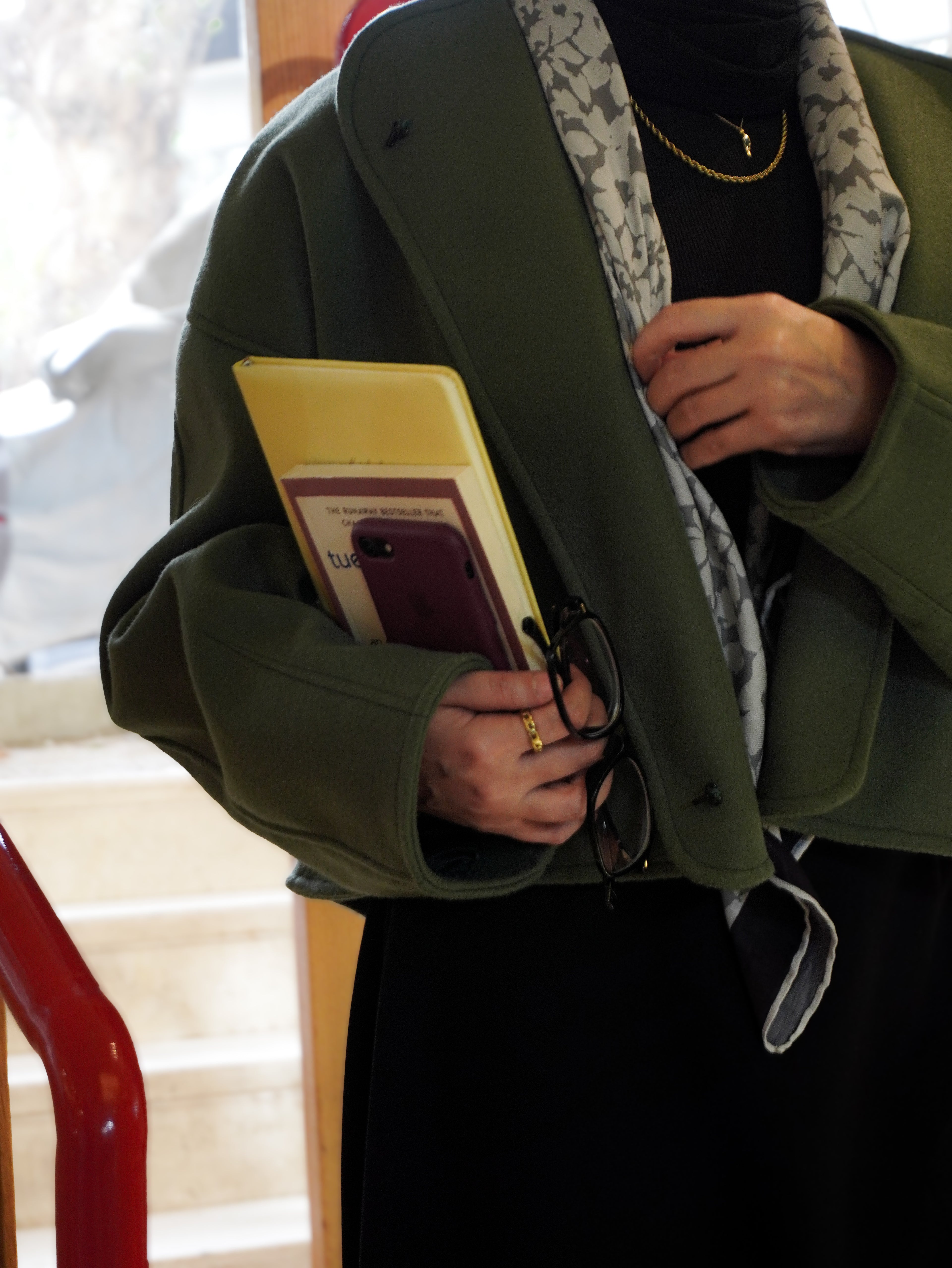 Olive green cropped jacket